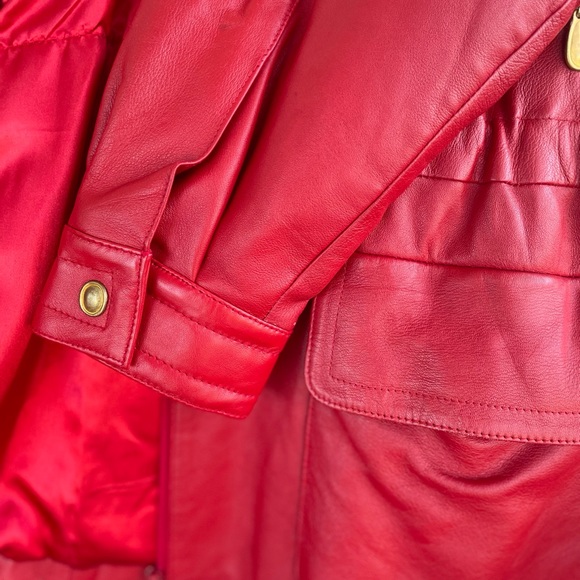 Margaret Godfrey 80’s RED leather utility jacket XL EXCELLENT CONDITION NWOT ❤️ - Picture 5 of 7